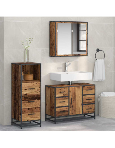 Set di mobili per il bagno 3 pcs Legno vecchio 80 x 33 x 60 cm