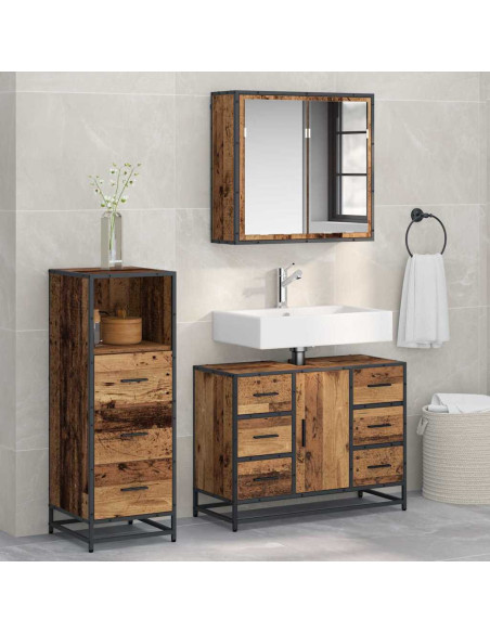 Set di mobili per il bagno 3 pcs Legno vecchio 80 x 33 x 60 cm