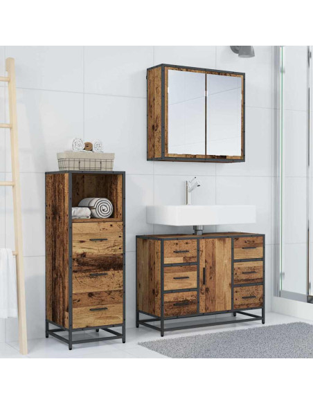 Set di mobili per il bagno 3 pcs Legno vecchio 80 x 33 x 60 cm