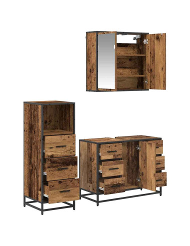 Set di mobili per il bagno 3 pcs Legno vecchio 80 x 33 x 60 cm