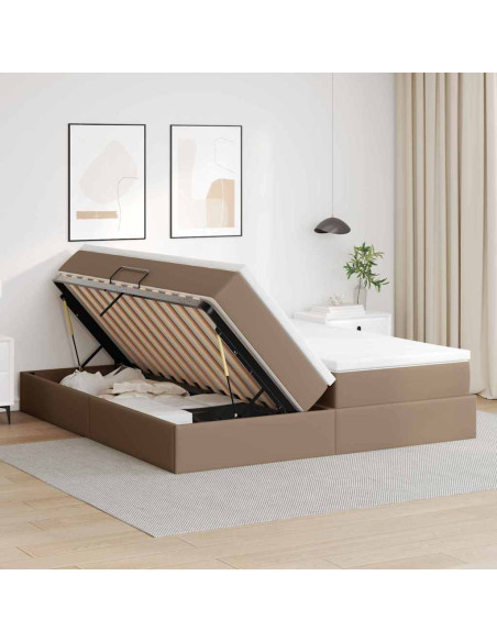 Letto con contenitore e materasso Cappuccino 200 x 200 cm