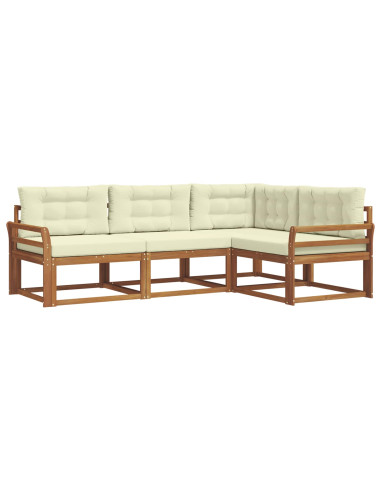 Set di divani da esterno con cuscino 4 pcs Naturale e Crema