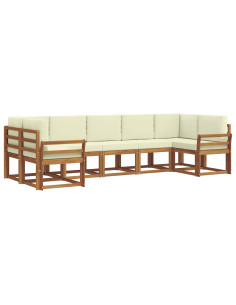 Set di divani con cuscino 7 pcs Naturale e Crema 2