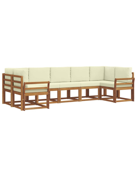 Set di divani con cuscino 7 pcs Naturale e Crema