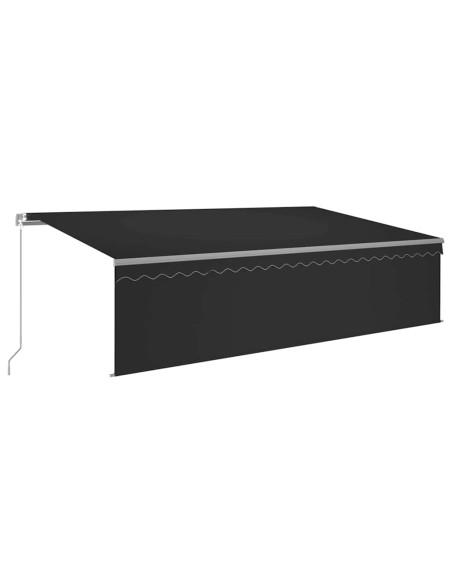 Tenda Sole Retrattile Manuale Parasole LED 5x3m Antracite