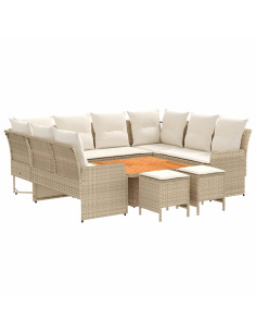 Set di Mobili con cuscino 8 pcs Beige e Crema Rattan in PE 2