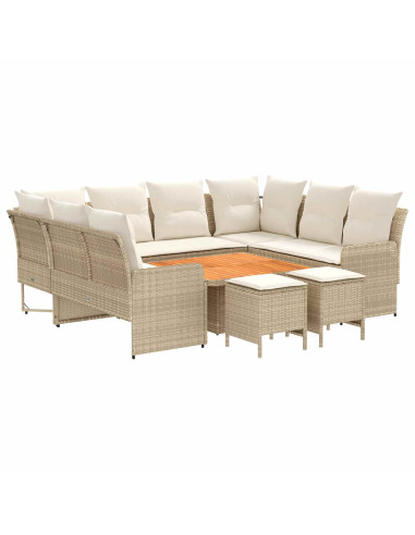 Set di Mobili con cuscino 8 pcs Beige e Crema Rattan in PE