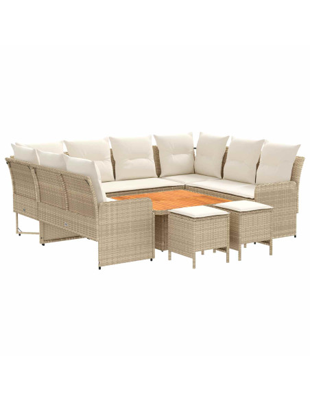Set di Mobili con cuscino 8 pcs Beige e Crema Rattan in PE