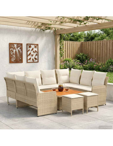 Set di Mobili con cuscino 8 pcs Beige e Crema Rattan in PE