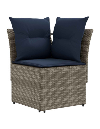 Set di Mobili con cuscino 8 pcs Grigio e Blu Navy Rattan in PE