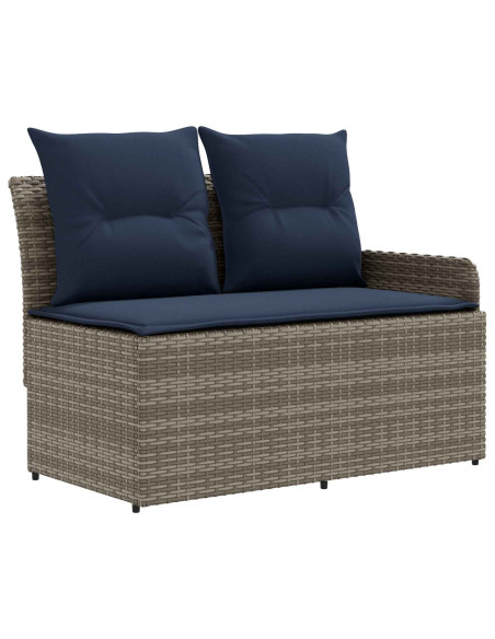 Set di Mobili con cuscino 8 pcs Grigio e Blu Navy Rattan in PE