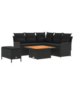 Set di Mobili con cuscino 5 pcs Nero Rattan in PE 2