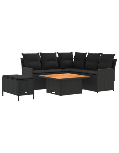 Set di Mobili con cuscino 5 pcs Nero Rattan in PE