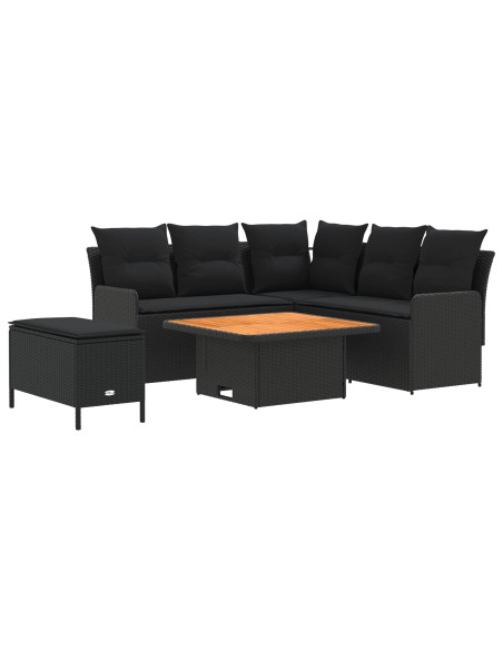 Set di Mobili con cuscino 5 pcs Nero Rattan in PE