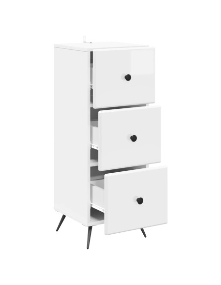 Mobile con Cassetti Bianco Lucido 33 x 34,5 x 90 cm
