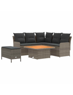 Set di Mobili 5 pcs Grigio e Grigio Scuro Rattan in PE 2