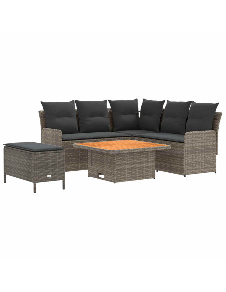 Set di Mobili 5 pcs Grigio e Grigio Scuro Rattan in PE