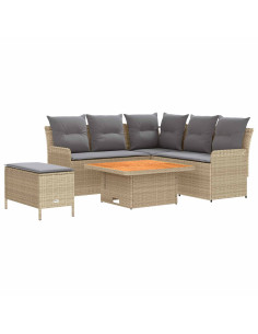 Set di Mobili 5 pcs Beige e Grigio Chiaro Rattan in PE 2