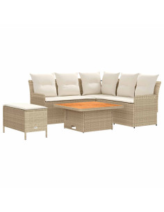 Set di Mobili con cuscino 5 pcs Beige e Crema Rattan in PE 2
