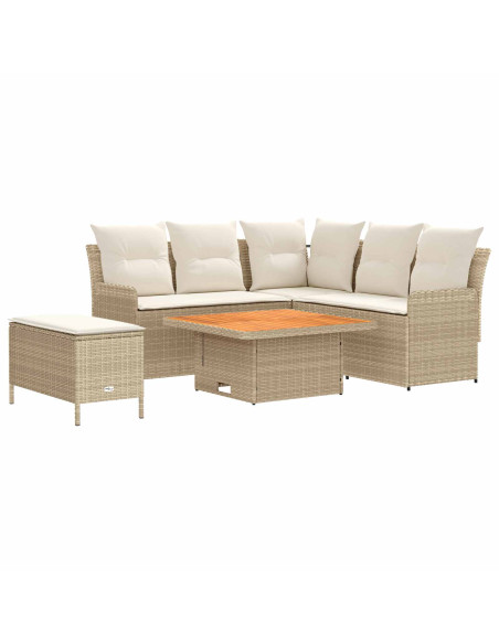 Set di Mobili con cuscino 5 pcs Beige e Crema Rattan in PE