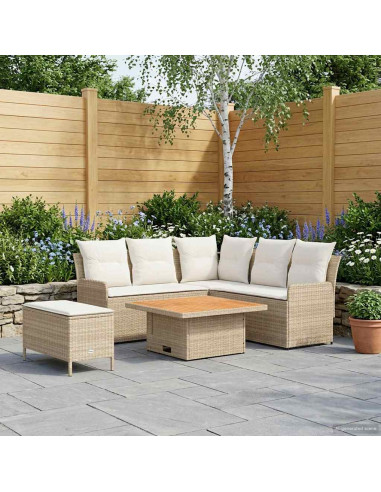 Set di Mobili con cuscino 5 pcs Beige e Crema Rattan in PE