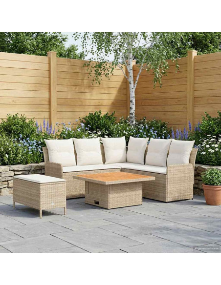Set di Mobili con cuscino 5 pcs Beige e Crema Rattan in PE