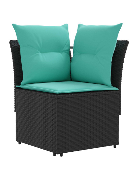 Set di Mobili con cuscino 5 pcs Nero e Turchese Rattan in PE
