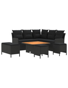 Set di Mobili con cuscino 7 pcs Nero Rattan in PE 2