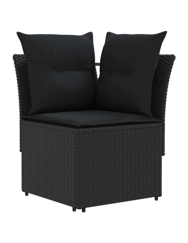 Set di Mobili con cuscino 7 pcs Nero Rattan in PE