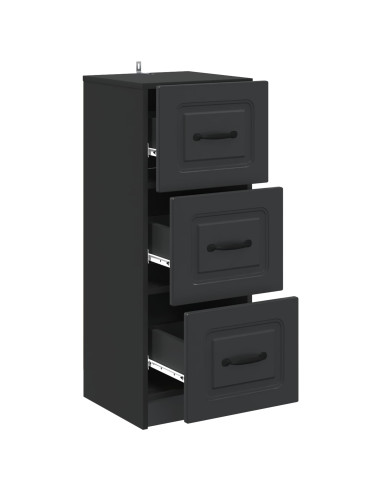 Mobile con Cassetti Nero 33 x 34,5 x 87 cm Legno ingegnerizzato