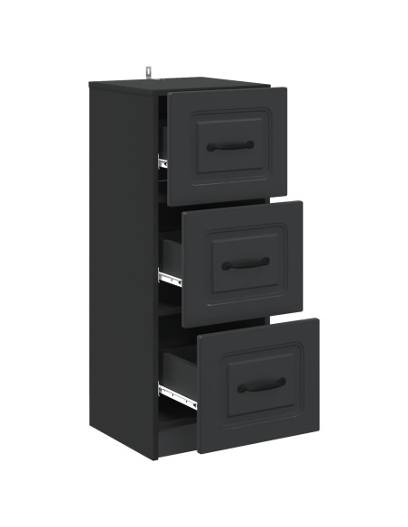 Mobile con Cassetti Nero 33 x 34,5 x 87 cm Legno ingegnerizzato