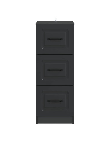 Mobile con Cassetti Nero 33 x 34,5 x 87 cm Legno ingegnerizzato