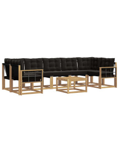 Set di divani da esterno con cuscino 8 pcs Bianco e Nero 2