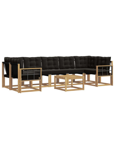 Set di divani da esterno con cuscino 8 pcs Bianco e Nero