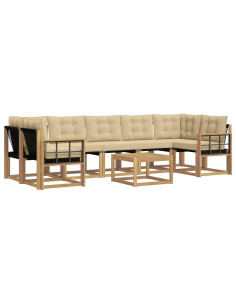 Set di divani da esterno con cuscino 8 pcs Bianco e Beige 2