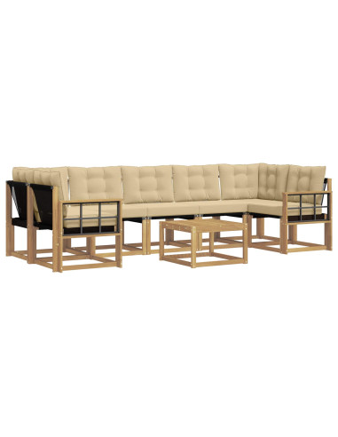 Set di divani da esterno con cuscino 8 pcs Bianco e Beige