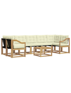 Set di divani da esterno con cuscino 8 pcs Bianco e Crema 2