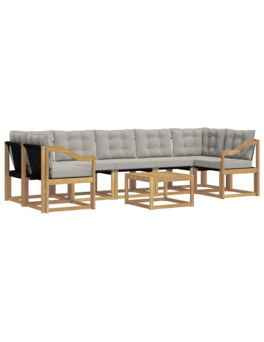 Set di divani da esterno 8 pcs Bianco e Grigio Chiaro