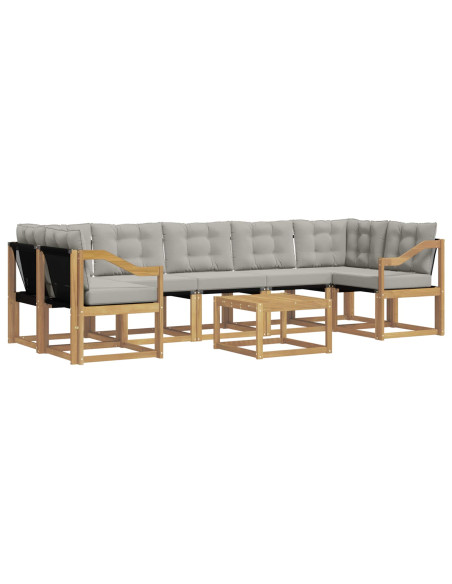 Set di divani da esterno 8 pcs Bianco e Grigio Chiaro