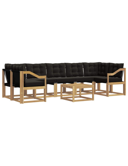Set di divani da esterno con cuscino 8 pcs Bianco e Nero