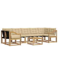 Set di divani da esterno con cuscino 8 pcs Bianco e Beige 2