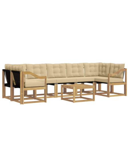 Set di divani da esterno con cuscino 8 pcs Bianco e Beige