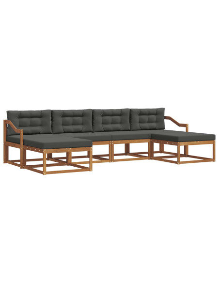Set di divani da esterno con cuscino 6 pcs Naturale e Antracite
