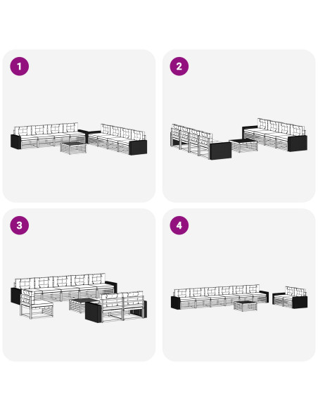 Set di divani da esterno 9 pcs Naturale e Antracite Poliestere