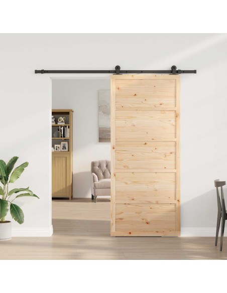 Porta scorrevole Naturale 100 x 208 cm Legno Massello di Pino