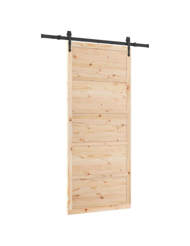 Porta scorrevole Naturale 80 x 208 cm Legno Massello di Pino