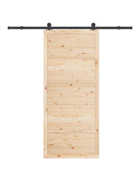 Porta scorrevole Naturale 80 x 208 cm Legno Massello di Pino