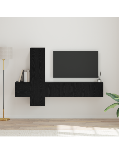 Set mobile TV 5 pcs Rovere Nero Legno multistrato