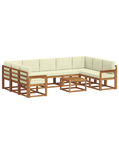 Set di divani con cuscino 10 pcs Naturale e Crema