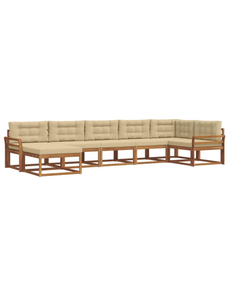 Set di divani da esterno con cuscino 7 pcs Naturale e Beige